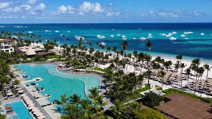 Punta Cana Skyline At Bavaro In Punta Cana Dominican Republic. Caribbean Skyline. Beach Landscape....