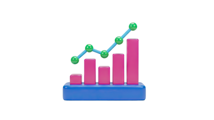3D Bar Chart with Upward Trend Line