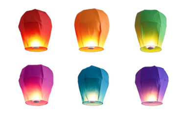 Vibrant lanterns in various colors glowing