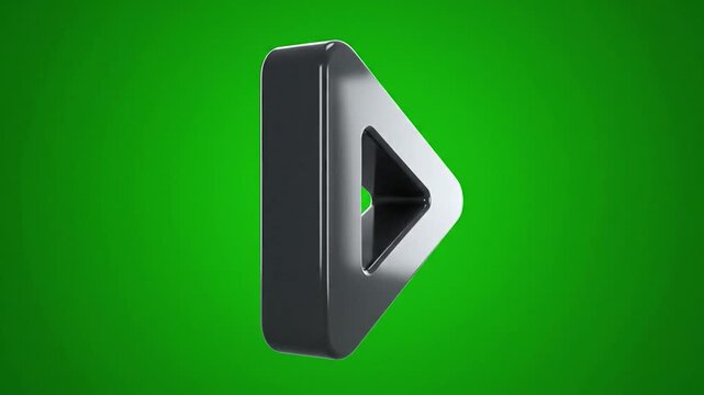 Play Button Icon on Green Screen Background.