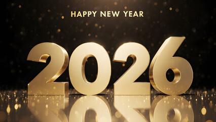 Golden 2026 Celebration Background with Confetti and Shimmer for Happy New Year Design