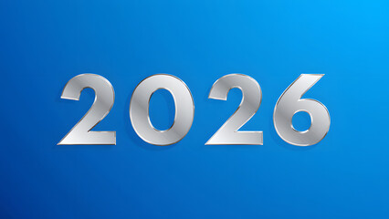 Futuristic 2026 Design: Blue Modern Calendar with Metallic Typography on Digital Gradient Background