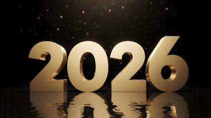 2026 New Year Celebration Background: Shiny Golden Number and Festive Sparkling Glow