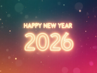 Bright New Year 2026 Celebration with Festive Fireworks and Colorful Background