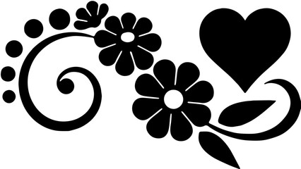 black and white flower and love 
