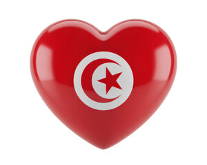Express your love for Tunisia with this heart shaped flag design, ideal for patriotic projects and travel themes