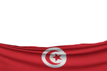 Celebrate Tunisian pride with this draped flag element for your designs with copy space above, perfect for national holidays and cultural events