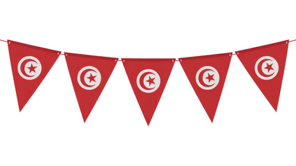 Celebrate Tunisia with festive red bunting flags featuring the iconic star and crescent symbol for national holidays