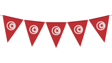 Celebrate Tunisia with festive red bunting flags featuring the iconic star and crescent symbol for national holidays
