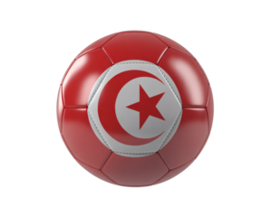 Tunisia soccer passion: Red and white ball embodies national pride, perfect for sports, travel or patriotic designs