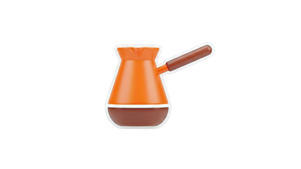 Orange Cezve with Brown Handle