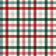 Seamless Christmas plaid pattern with red, green, and beige cross-lines