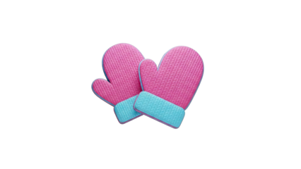 Pink and blue knitted mittens