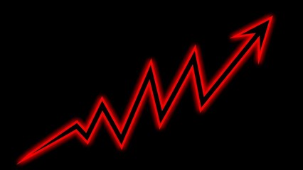 Rising Neon Red Arrow Depicting Growth and Momentum in Finance.