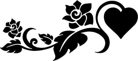 black and white tattoo heart and flower