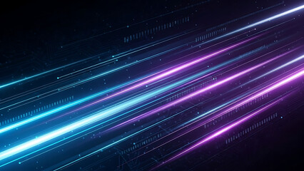Abstract background with glowing neon lines and digital data stream, perfect for technology and futuristic themes.