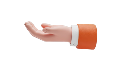 3D Cartoon Hand Reaching Out in Orange Sleeve