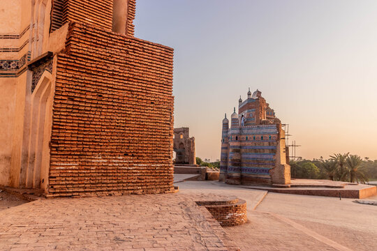 Tomb of Baha'al-Halim behind the Tomb of Bibi Jawindi in Uch Sharif, Punjab province, Pakistan
