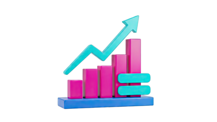 3D Bar Chart with Upward Arrow