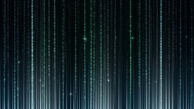 Abstract digital background with falling lines of code, matrix style. - Powered by Adobe