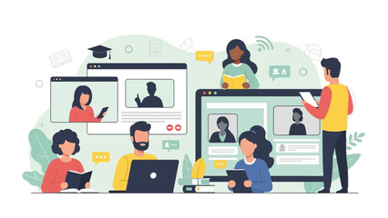 Online education platform connecting students and teachers through virtual classrooms and digital learning resources