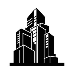 Fototapeta premium Black and White City Skyline Silhouette.