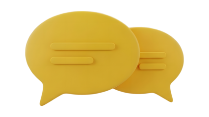 Yellow 3D Speech Bubble Chat Icons isolated PNG with Transparent Background