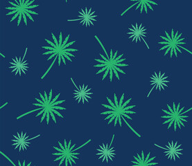 Illustration of a repeating pattern of stylized coconut tree silhouettes.