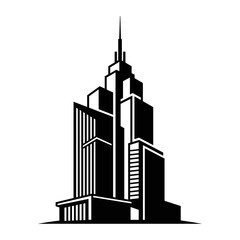 Black and White Skyscraper Silhouette Illustration.