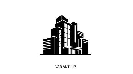 Black and White Modern Building Illustration 3.