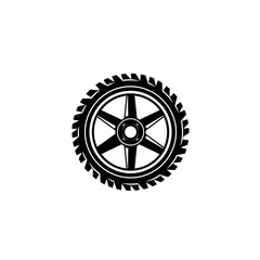 Black and White Tire Illustration with Tread.