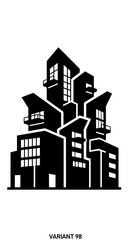 Black and White Modern Buildings Illustration.