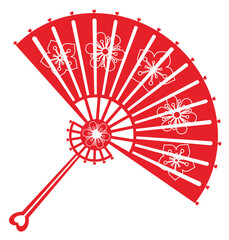 Red folding fan for Chinese New Year and Mid-Autumn Festival decoration