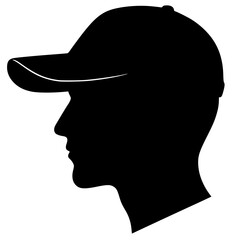Side profile Man silhouette with short hair and baseball cap