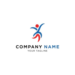 Obraz premium Abstract Human Figure Logo Design Symbolizing Movement and Energy.