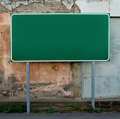Road Sign with Green Screen for Chroma Keying, Editable Traffic Sign Mockup for Advertising, and Digital Content