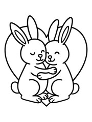 Obraz premium Love's Embrace: Two adorable bunny friends cuddle, their intertwined forms a heart, a symbol of affection and warmth. 
