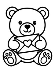 Obraz premium Teddy Bear with Love Letter: An adorable illustration of a cuddly teddy bear is embracing a heartfelt love letter, conveying sentiments of affection.