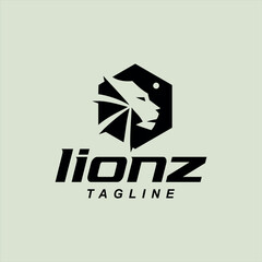 Lion Head Emblem Logo Design Vector Silhouette