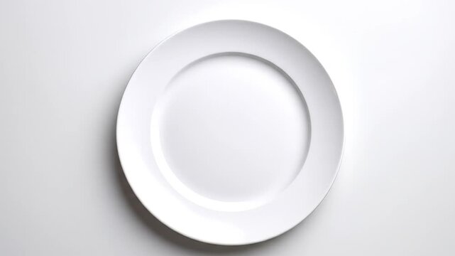 Empty white plate on white background.