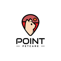 Cat and Pin Map Point Location Logo Design Icon Graphic