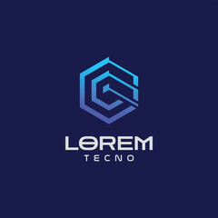 Hexagon Cube Tech Logo Design Technology Digital