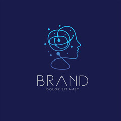 Human head smart technology logo design template.