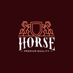 Elegant King Horse With Shield Logo Stylish Graphic Design