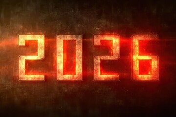 Countdown Glowing 2028 Displaying Light Effects and Digital Design