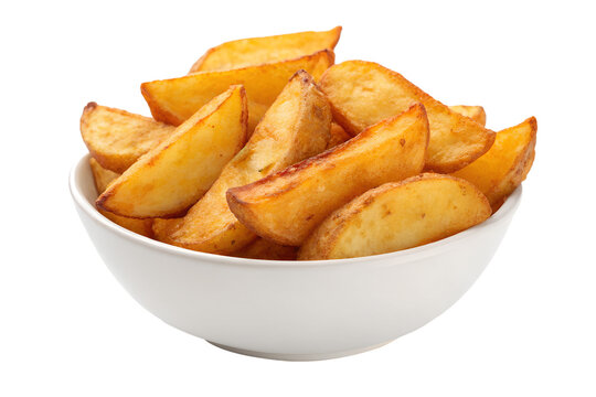 Delicious fried potato wedges isolated on transparent background