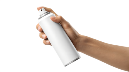 Hand using white spray isolated on transparent background