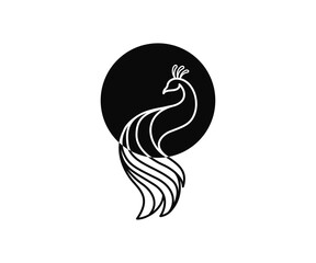 Obraz premium Modern Peacock Logo Line Art with Circle Shape