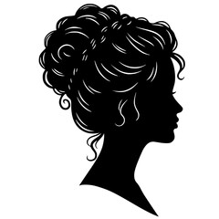 Side profile silhouette of woman with styled hair