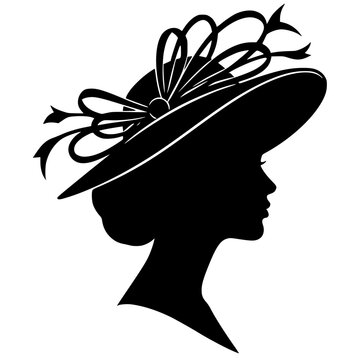 Side profile silhouette of woman in fancy occasion hat